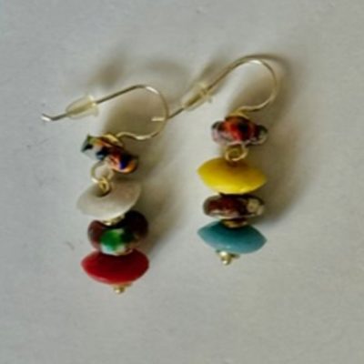 African glass earrings