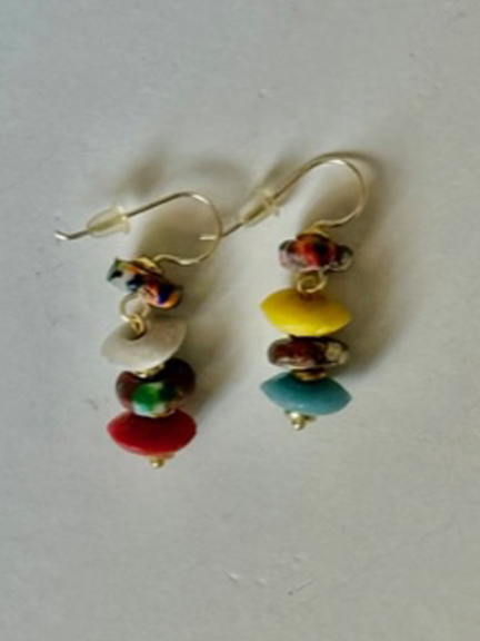 African glass earrings