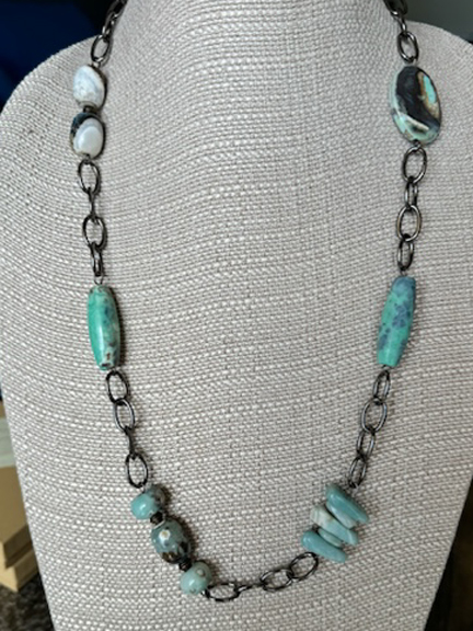 Amazonite & black links